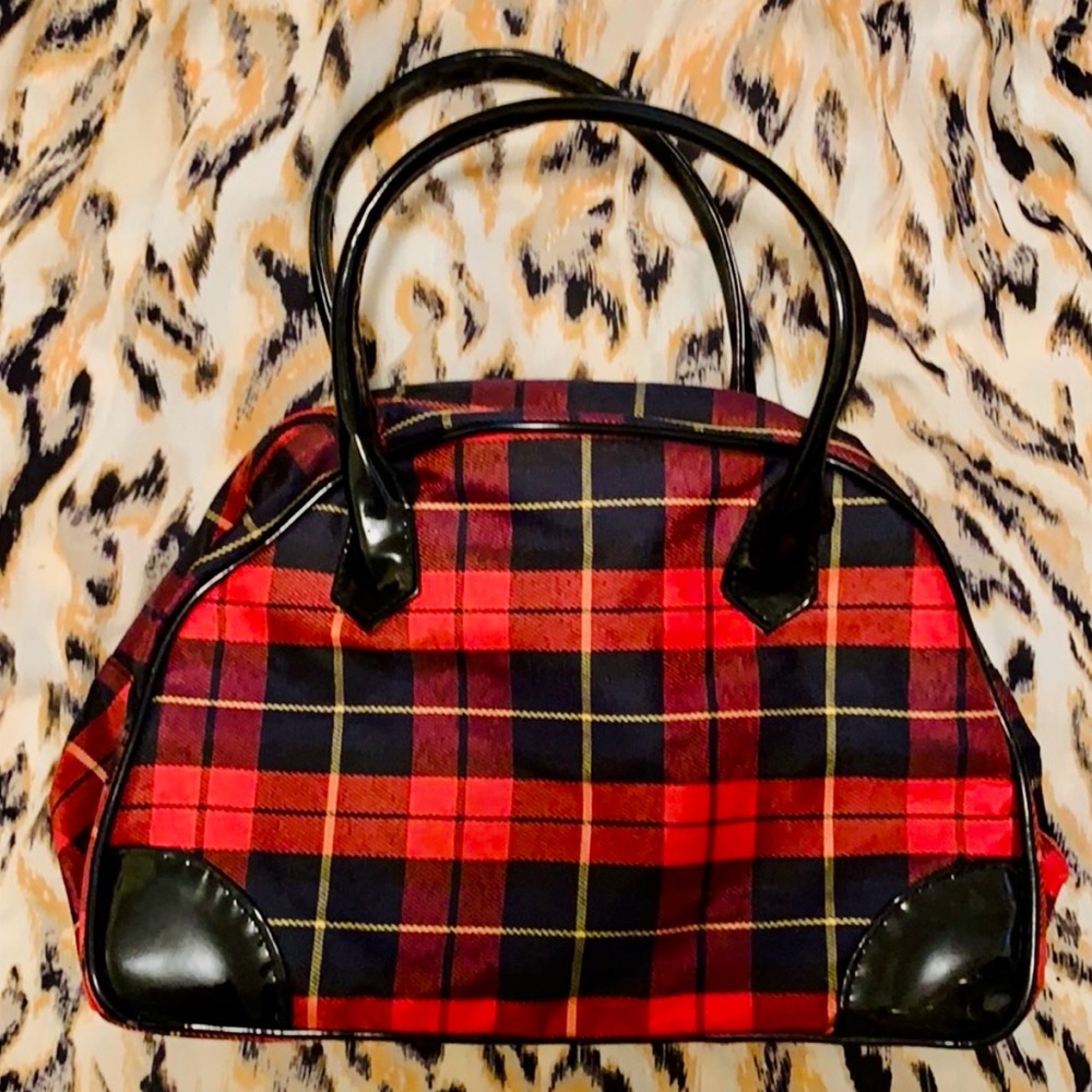 H&M Impuls red/black plaid handbag